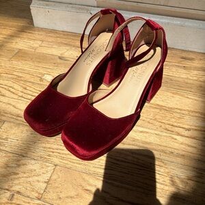 Coconuts by Matisse Misha Burgundy Velvet Platform Pumps